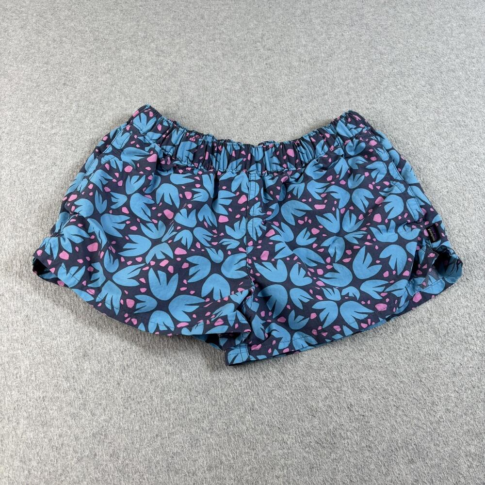 Patagonia Baggies Swim Shorts Women Small Blue Pink Floral Drawstring Hike Climb